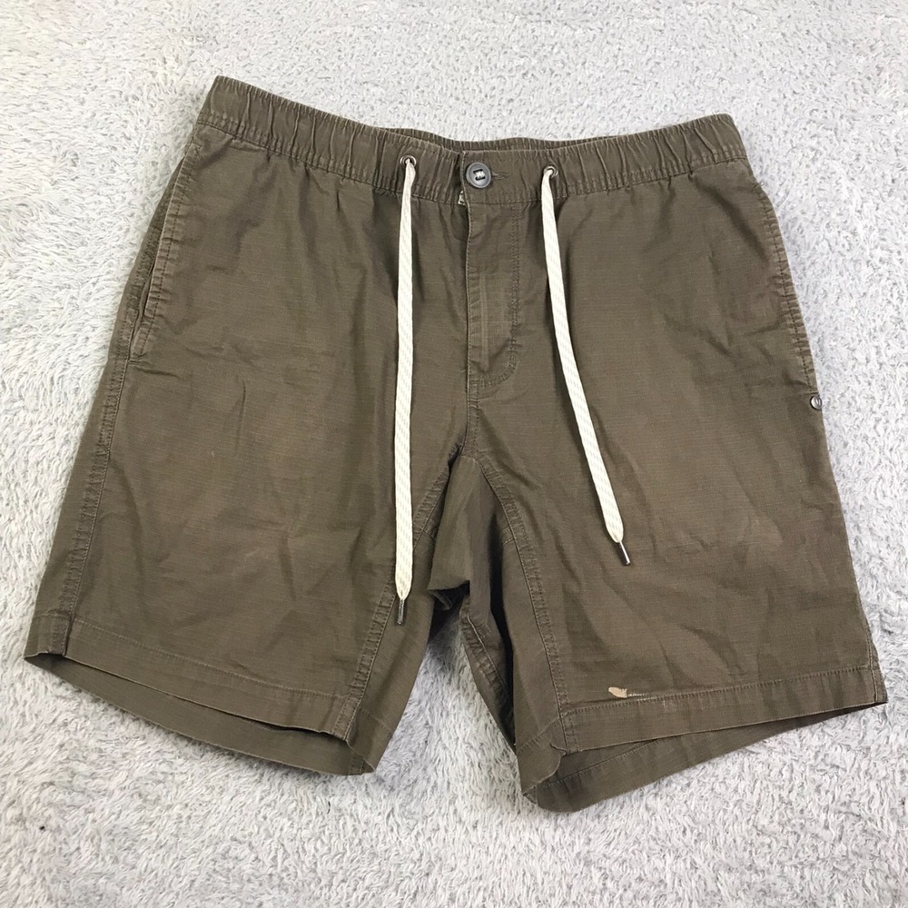 Vuori Banks Ripstop Shorts Mens M Brown 9" Drawstring Outdoor Hiking *Flaws*